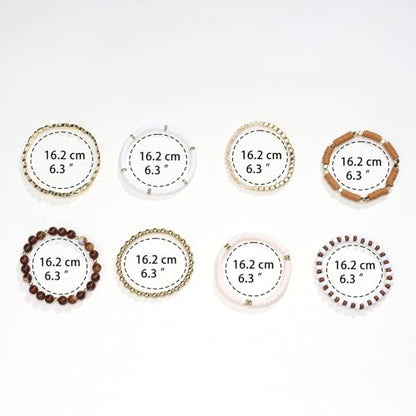 MILAKOO Mens Beaded Bracelets Tribal Wooden Elastic Adjustable Prayer Beads Wrap Cuff for Women - color: S: 8pcs