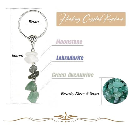 Healing Crystal Keychain Gift for New Beginnings Calming Anxiety Luck Protection Natural Gemstone Keychain for Women - color: For Your Next Chapter