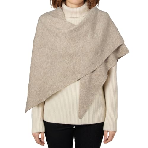 RIIQIICHY Shawl Wrap Women Pashmina Triangle Cape Knit Sweater Scarf for Fall Winter Fashion Accessory - color: Taupe Beige