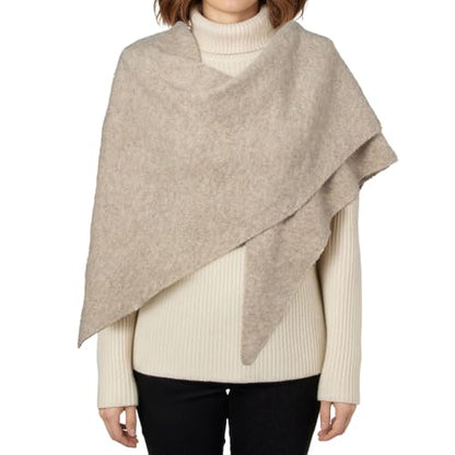 RIIQIICHY Shawl Wrap Women Pashmina Triangle Cape Knit Sweater Scarf for Fall Winter Fashion Accessory - color: Taupe Beige