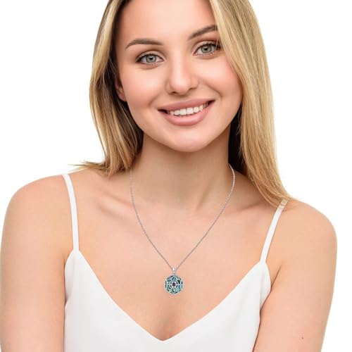 Lotus Necklaces for Women 925 Sterling Silver 7 Chakra/Yin Yang Pendant Necklace Spiritual Lotus Jewelry Birthday Yoga Gifts - style: Abalone Shell-Lotus Chakra