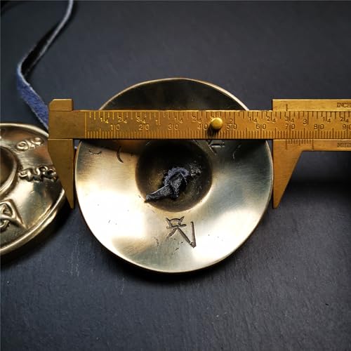 Tibetan Tingsha Bell Set - Tibetan Cymbals - for Sound Healing, Yoga, Meditation, and Mindfulness,Handmade in Nepal,Made of Bronze,Om Mantra Pattern,6.5cm/2.6 inch - color: 9-Bronze-Om-6.5cm