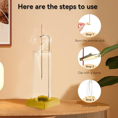 1 Pack Incense Holder for Sticks, Insence-Stick Holder Ash Catcher with Removable Glass [Anti-Ash Flying], Mess-Free Incense Burner Holder, Perfect for Meditation Yoga Relaxation,Home Decor(Gold Base) - size: Upside Down Gold