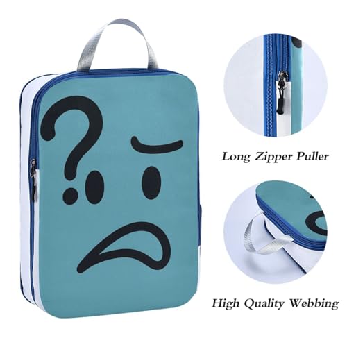 Waterproof 3 Set Travel Packing Cubes For Suitcases Polyester Folding Closet Organizer, Question Mark Confused Look (3 Set) - color: Question Mark Confused Look