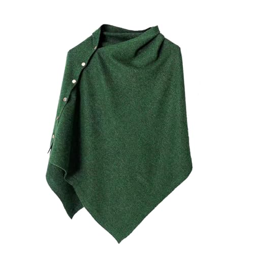 Women's Versatile Knitted Shawls Scarf Poncho Sweater Capes with Buttons Lightweight Spring Summer Fall Winter Wraps - color: Green