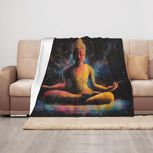 Zen Meditation Fleece Blanket, Ultra-Soft Flannel Throw Featuring Seated Buddhist Monk,Peaceful Design for Yoga,Mindfulness,Couch & Bedroom Decor,Lightweight and Warm,Anti-Wrinkle 40x50 Inch