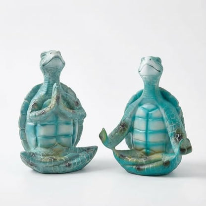 Sea Turtle Yoga Figurines – Zen Meditation Turtle Statues for Coastal Home Decor, Yoga Sea Turtles for Living Room, Bedroom, Bathroom, Zen Garden & Mindfulness Spaces