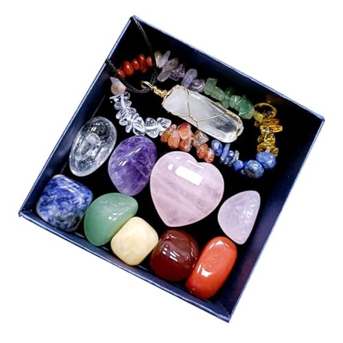 1Set Delicate Healing Chakra Crystal Pendant Kit with Present Box Portable Meditation Stones for Relief Gemstone Accessories for Relaxation Decoration