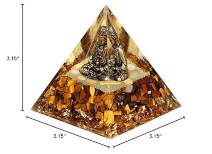 FENGSHUI-CAISHEN Guan Yin Statue in Healing Crystal Organite Pyramid - Quan Yin, Kwanyin, Quan Am, Kuanyin, Guanyin Statue for Meditation Altar, Kwanyin, Female Buddha, Goddess of Mercy - color: Yellow
