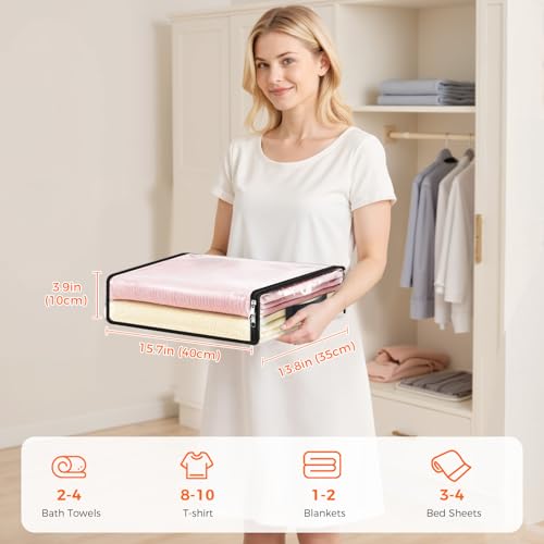 SpaceWhisper 6 Pack Clear Storage Bags, Plastic Blanket Storage Bags with Zipper and Handle, Moving Bags for Comforter, Bedding & Clothes, Closet Organizer and Under Bed Storage (15.7x13.8x3.9 Inch) - size: 15.7 x 13.8 x 3.9 Inch