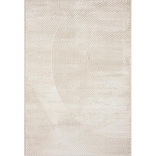 Abani Neutral Beige Area Rug | 4' x 6' Tan Geometric Carpet with Zen Circle Pattern | Rugs for Living Room, Bedroom, Office - color: Beige, size: 4' x 6' (Rectangular)