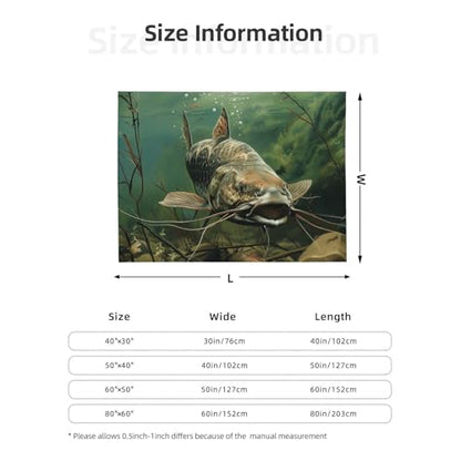 Underwater Catfish Prints Throw Blanket (320g Flannel) Anti-Pilling Warm Fuzzy Blankets for Bed Sofa Couch Travel 40x30 Inch - color: Underwater Catfish, size: 40x30 Inch