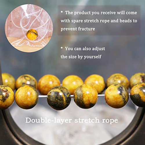 8mm Natural Gemstone Stretch Bracelet, Handmade Unisex Crystal Bracelets for Meditation, Yoga, Spiritual Healing & Positive Energy - color: Bumblebee Jasper