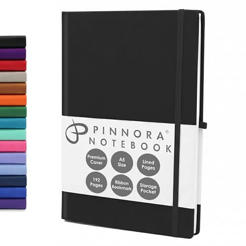 Black 5.95"x8.45" Notebook – Everyday Journal Note Book & Monthly Planner, 192 Pages, Notebooks for Education, Office & Travel, Durable Cover, Smooth Paper, Ideal Lined Note Pad - color: Black