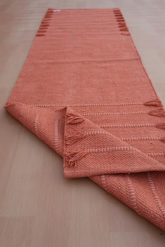 Jaipur Art & Rugs Cotton Yoga Rug - Eco-Friendly Hand-Woven Thick Mat (24”x72”x5mm) for Everyday Fitness at Home - Comfortable & Extra-Long - color: Orange