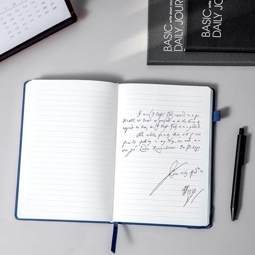CAGIE A5 Lined Journal Notebook 256 Pages Journals for Writing with Pen Loop Hardcover Journaling Notebooks with Inner Pocket, 5.7" x 8.3", Blue - color: 01 blue