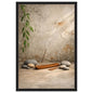 Framed Zen Incense and Stones Poster Canvas Print Art Rustic Minimalist Aesthetic Wall Art Painting Pictures Wall Decor Elegant Home Decor for Living Room Bedroom Office Decoration (Black framed,16L"X24W")