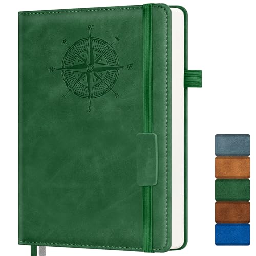 Notebook Journal for Women Men: Leather Journal for Writing, Hardcover College Ruled Journals Notebooks with Thick Paper, Large A4 Daily Journal for Travel, Diary, Gifts for Teens, 8.5"×11", Green - color: Green, size: A4