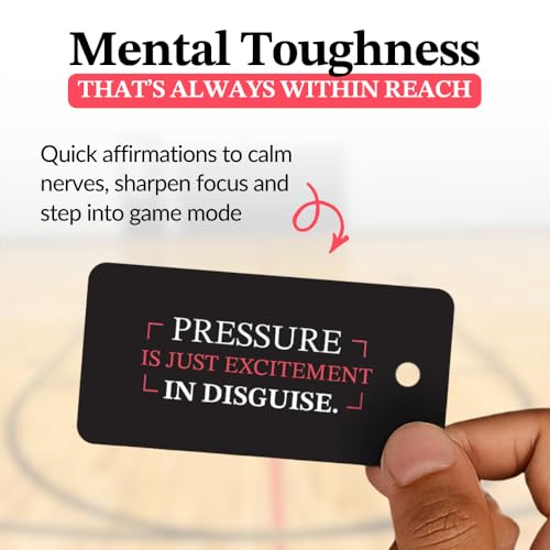 Sports Affirmation Cards – 30 Game Day Motivation Cards for Confidence, Focus & Mental Toughness – Portable Athlete Mindset Cards with Metal Ring