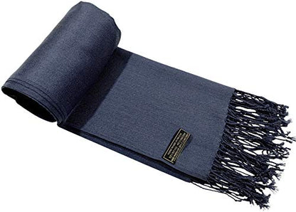 CJ Apparel Solid Color Tassels Design Nepalese Shawl Scarf Wrap Stole Throw Head Wrap Pashmina Gift Hand Made in Nepal New - color: Smokey Grey