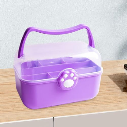 Multipurpose Storage Container Hair Accessories Organizer Lockable Cute with Handle Art Craft Organizer for Headband Earrings, Violet