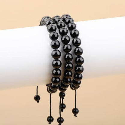 AD Beads Unisex 8mm Gemstone Bracelets Healing Macrame Adjustable 7-9 Inches || wear this healing natural gemstone bracelet help to erase your pain and fear || recover your energy||| - color: Black Tourmaline