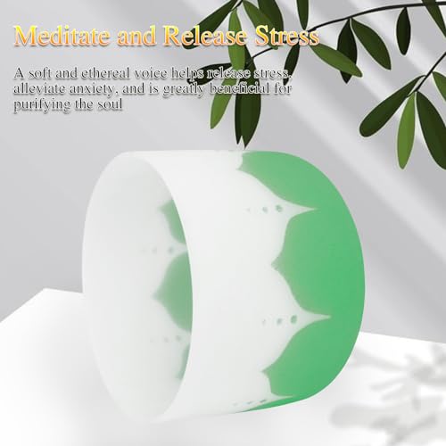 Singing Bowl, 8 Inch Frosted Quartz Crystal Sound Bowl Crystal Singing Bowls with sheepskin percussion stick for Meditation and Stress Relief (Green) - color: Green