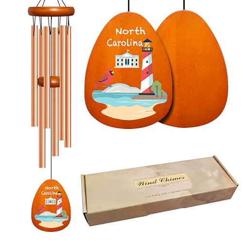 Gifts for Mom, North Carolina Lighthouse & Cardinal 25.5" Wind Chimes for Outside, North Carolina Souvenir Windchimes Outdoors, Coastal Themed Outdoor Wind Chime for Patio, Yard, and Home Decor - size: North Carolina
