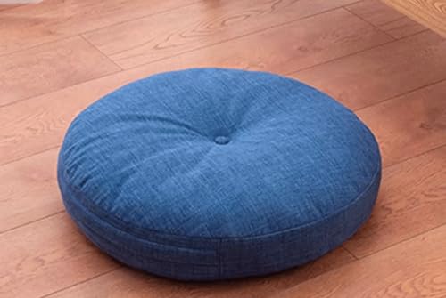 Round Seat Cushion,Japanese Futon,Large Cotton Linen Tatami Floor Pillow,Thicken Tufted Cotton Seat Cushion,Solid Color Floor Cushion,Yoga Meditation Cushion (Size:60x60cm(24x24inch),Color:blue) - color: Blue, size: 60x60cm(24x24inch)