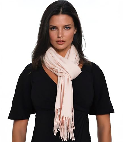 Ocomfly 100% Pashmina Scarf for Women - Premium Womens Scarves - Gift Boxed - Shawls or Wraps - Ultra Soft and Warm - color: Pale Pink