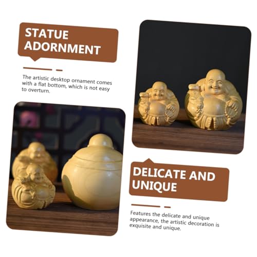 Wooden Carved Maitreya Buddha Ornament Solid Wood Decorative Adornment for Home Zen Decor Unique Tabletop Accent Delicate Craftsmanship