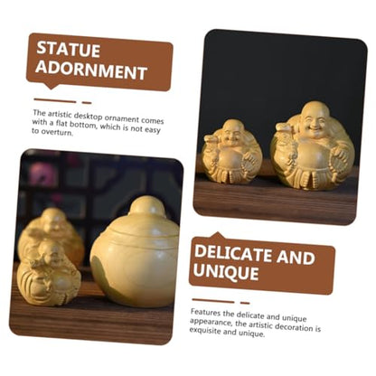 Wooden Carved Maitreya Buddha Ornament Solid Wood Decorative Adornment for Home Zen Decor Unique Tabletop Accent Delicate Craftsmanship