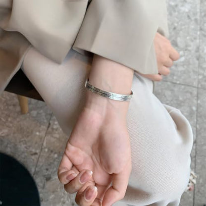 Handmade 925 Sterling Silver Bangle Bracelet Simple Silver/Gold Adjustable Cuff Bangles Durable Stainless Steel bracelet for Men &Women Daily Jewelry Gift for Anniversary Birthday Gift - color: Color 32
