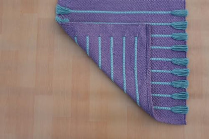 Jaipur Art & Rugs Cotton Yoga Rug - Eco-Friendly Hand-Woven Thick Mat (24”x72”x5mm) for Everyday Fitness at Home - Comfortable & Extra-Long - color: Purple