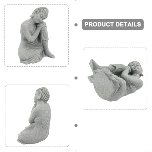 Buddha Statue, Handmade Sandstone Resin for SCULPTURE, Creative Zen Garden Aquarium Fish Tank Home Decor, Contemplate Pose 7.7x10.3x13.2cm(S)