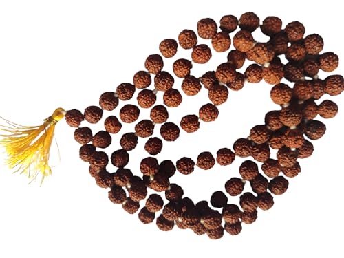 BHAVICREATION Rudraksha Mala with Gomukhi japa Bag 108 Beads Hare Krishna Mala Puja samagri (Rudraksha mala 9 mm) - color: Rudraksha Mala 9 MM