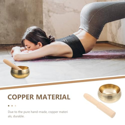 FRCOLOR Handmade Tibetan Singing Bowl with Mallet for Meditation and Yoga Relaxation Sound Bowl for Mindfulness Stress Relief Meaningful Present for Men and Women