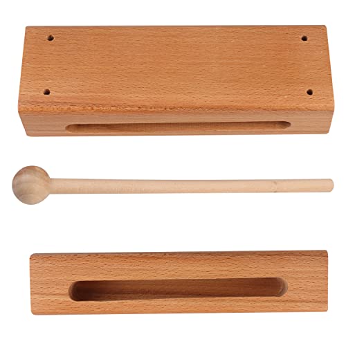 GNIEMCKIN Solid Wood Rhythm Block, Set of 3, Solid Wood Rhythm Block Musical Percussion Instrument Perfect for Rhythm Classes with 3 Pack of Mallet Solid Hardwood - size: 3 Pack