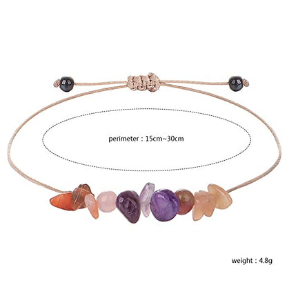 tenghong2021 Chakra Crystal Beaded Bracelet with Wish Card Adjustable Spiritual Anxiety Stone Beads Braide String Bracelet Yoga Meditation for Women Men Jewelry Birthday Gifts - style: Driving Safe