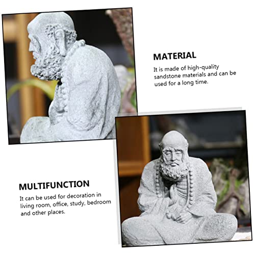 GANAZONO 1pc Chinese Style Buddha Statue Decorative Sandstone Buddha Figurine for Home and Garden Zen Landscape Decor for Living Room Office and Meditation Spaces