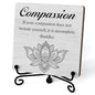 Buddha Compassion Quote Desk Decor, Funny Office Inspirational Gifts for Family Friends, Meditation Room Tabletop Decor, Zen Home Office Wooden Plaque Sign with Stand (J01) - style: Compassion