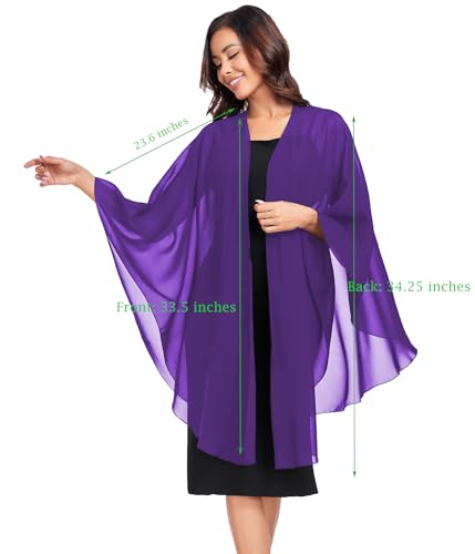 TONGFANTFL Shawls Wraps for Evening Wedding Party Chiffon Scarf Soft Bridal Wraps Wedding Guest Shawl Coverage - color: Purple