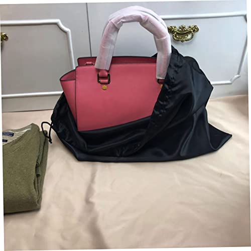 2pcs Durable Drawstring Storage Bags for Household Organization Lightweight Dustproof Cloth Finishing Bags Black Satin for Travel and Home Use