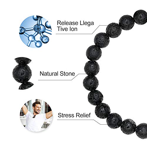 M MOOHAM Fathers Day Gift Mens Bracelet - Beaded Natural Stone 8mm Tiger Eye Matte Agate Lava Rock Bracelets for Men Teen Boys Grandpa Dad Birthday Gifts Jewelry - style: Lava Rock & Yellow Tiger Eye Bracelets
