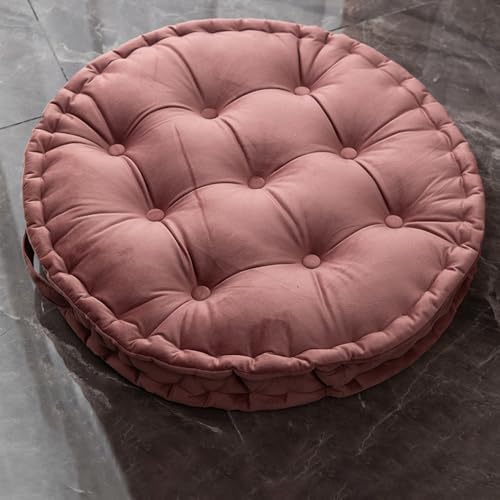 Round Floor Pillow, 23.6x23.6 Inch, Large Seat Cushion for Adults, Soft Thick Meditation Cushion Floor Seating with Handle for Yoga, Reading,Indoor, Outdoor, Pink, 2PCS