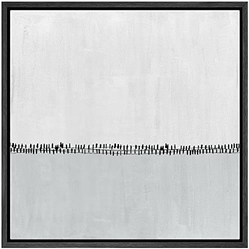SIGNWIN Framed Canvas Print Wall Art Geometric Duotone Gray Landscape Abstract Shapes Illustration Modern Art Decorative Nordic Minimal Calm/Zen for Living Room, Bedroom, Office - 16"x16" Black - color: A17-2208-m24, size: 16"L x 16"W