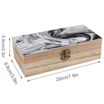 Black Grey Wooden Storage Box Decorative Trinket Keepsake Box Wood Jewelry Organizer Box for Bedroom Office with Hinged Lid And Front Clasp