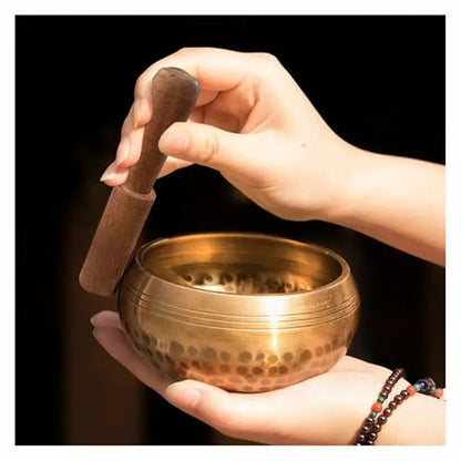 Tibetan Handmade Brass Singing Bowl, Yoga Meditation Bowl for Sound Healing Stress Relief 1pc(12cm) - size: 12cm