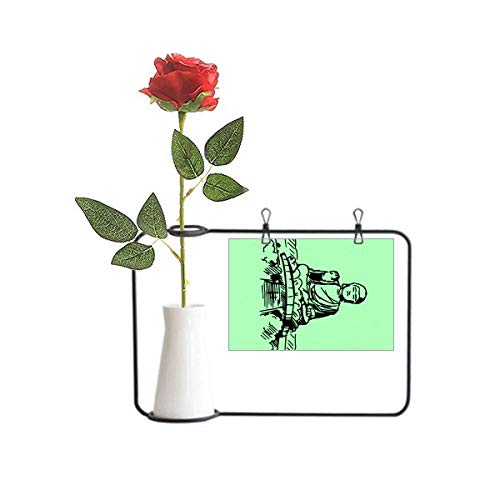 OFFbb-USA Altar Building Blessing Statue Outline Artificial Rose Flower Hanging Vases Decoration Bottle