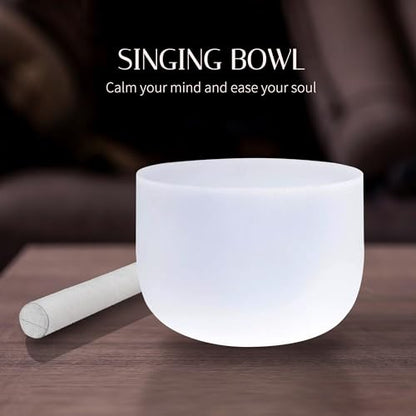 440HZ 8 Inch Frosted Quartz(F) Note Heart Chakra Frosted Quartz Crystal Singing Bowl Dispensing Free Mallet And O-ring for Sound Healing Meditation Experience The Beautiful Sounds of Nature - size: 440HZ 8-inch